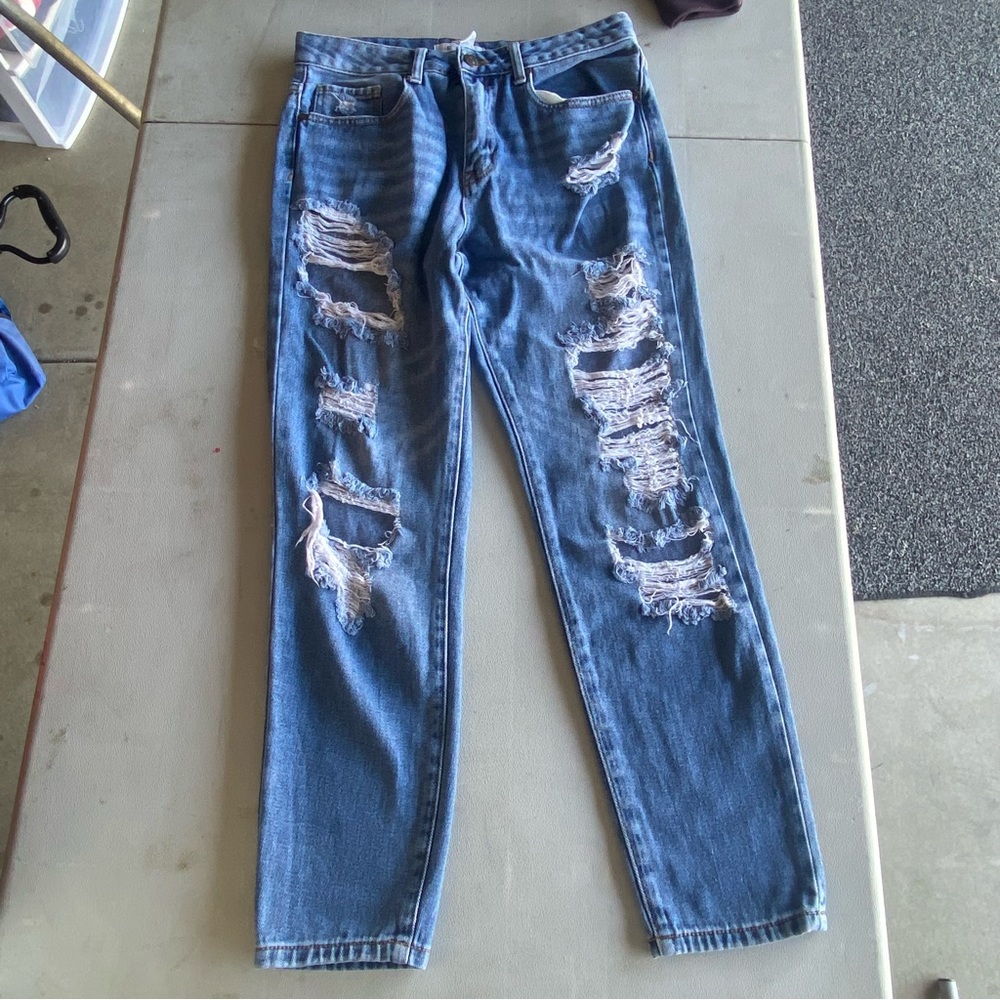 Blue ripped jeans